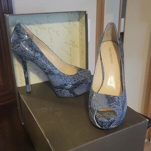 Enzo Angiolini Blue Snakeskin Heels